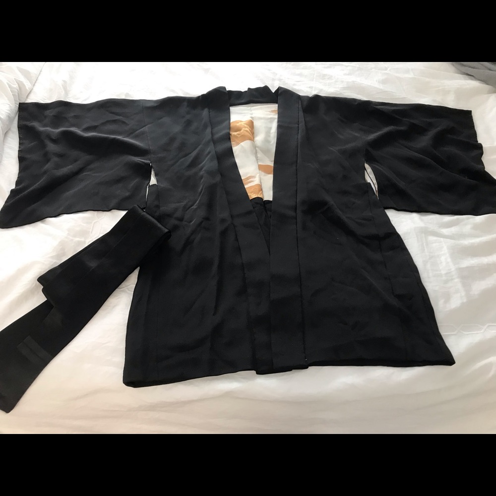 Vintage black silk kimono